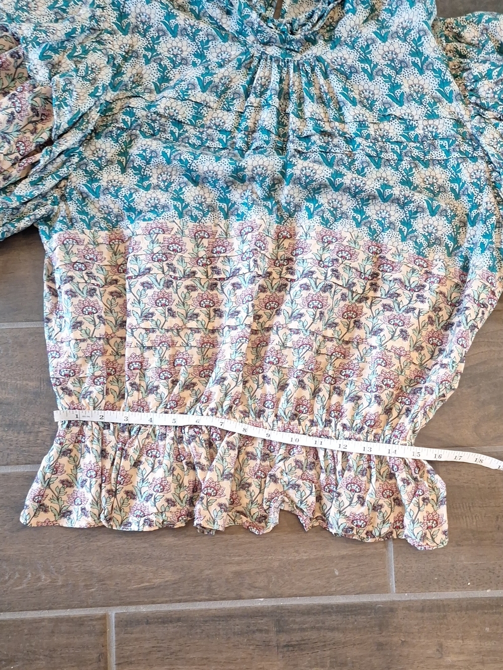 Anthropologie Let Me Be High-neck Printed Peasant Blouse Flutter Sleeve Size XL - Picture 15 of 15